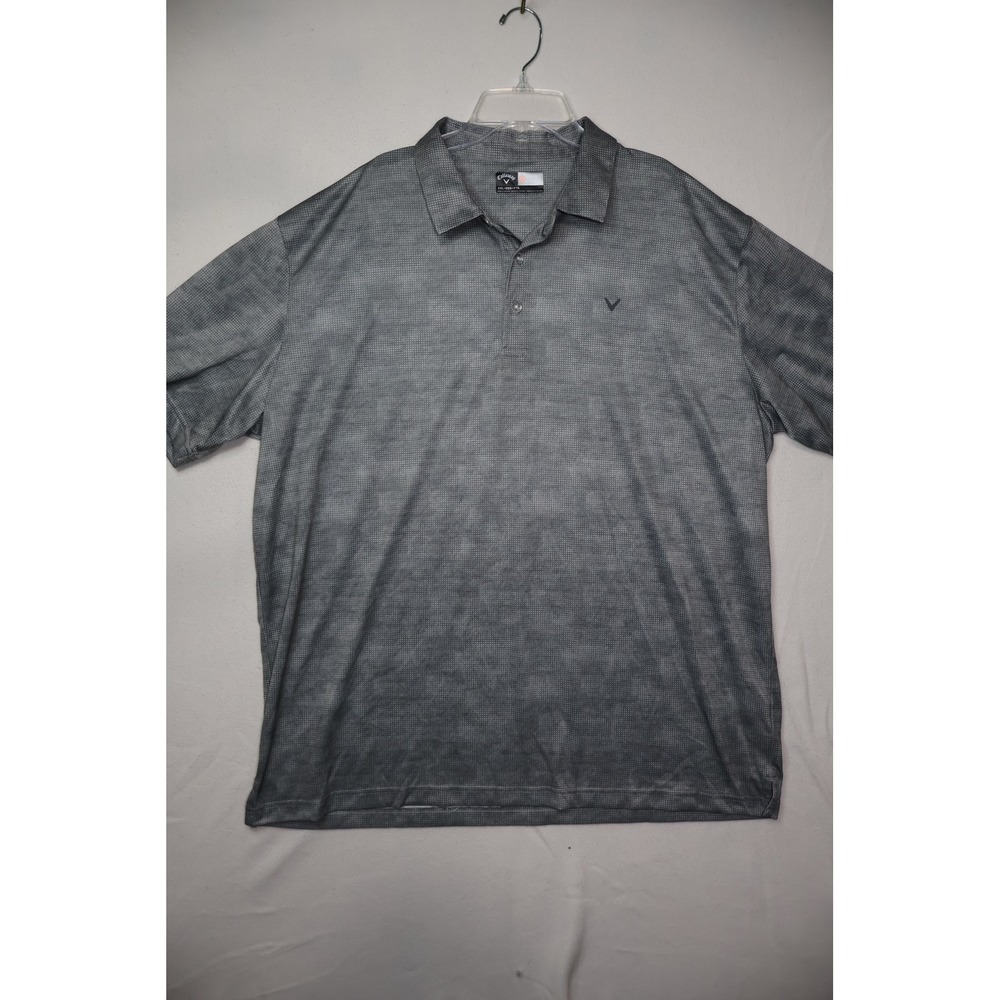 Golf Shirt Callaway Opti-Dri Mens XXL Polo Shirt Grey‎ Micro Dot Geometric - Picture 2 of 4